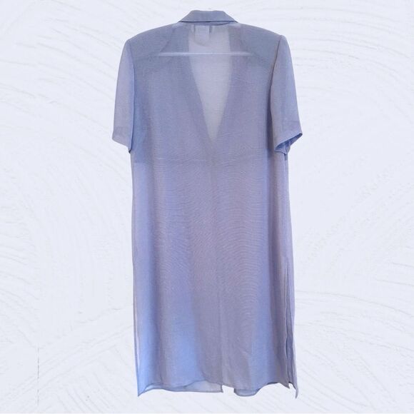 Vintage 90s periwinkle sheer midi open short sleeve blazer - Picture 6 of 8